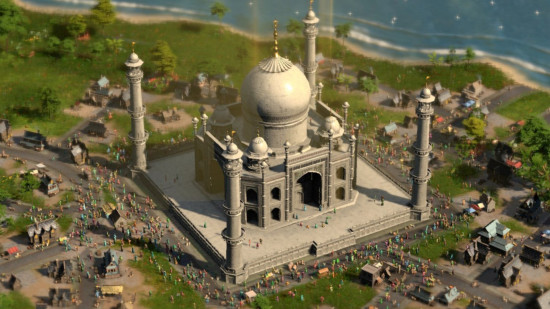 Ara History Untold review: multiple citizens gathered around the splendor of the Taj Mahal.