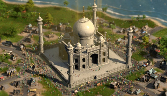 Ara History Untold review: multiple citizens gathered around the splendor of the Taj Mahal.