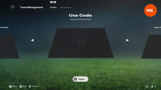 EA FC 25 tactics codes: import screen